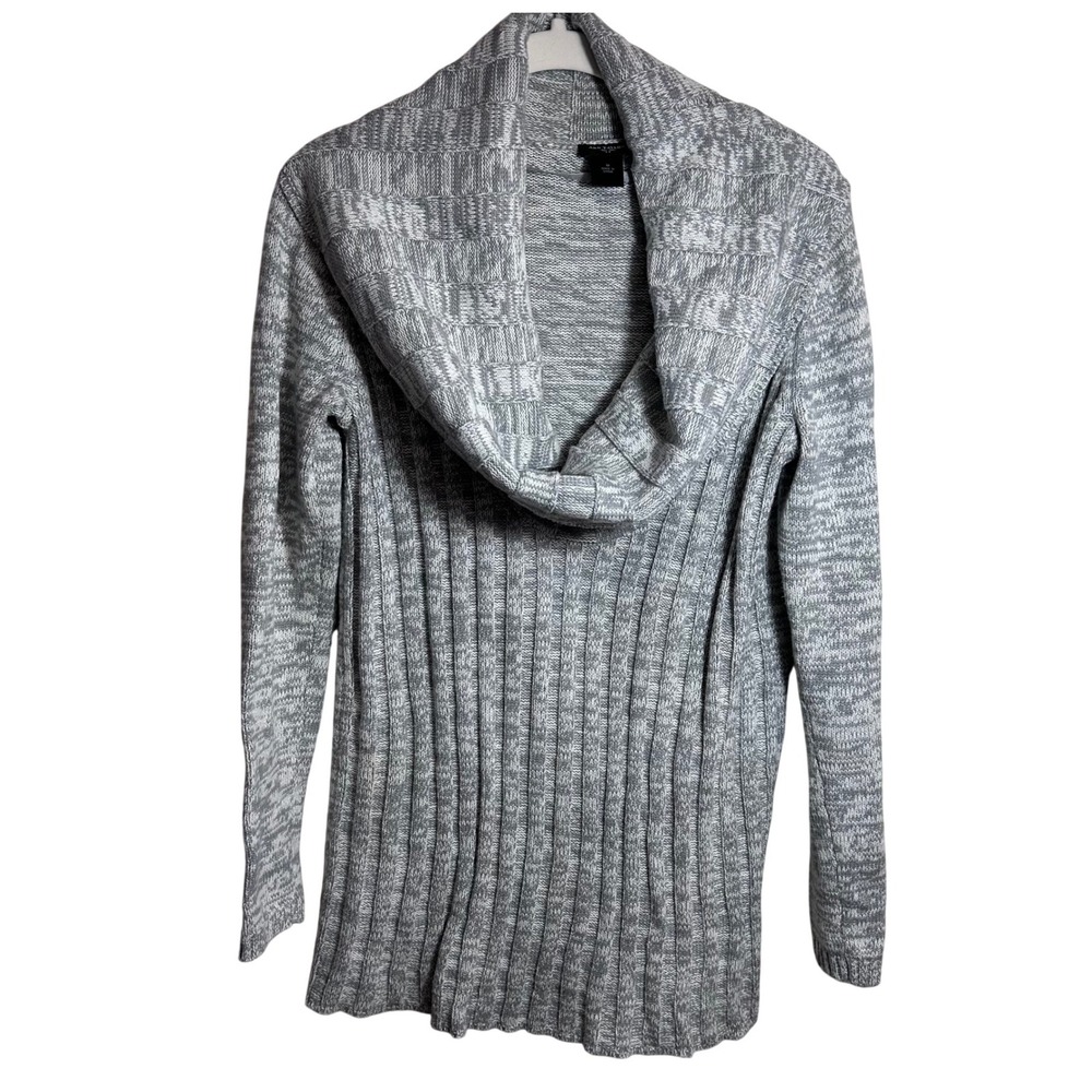 Ann Taylor Gray Marled Cowl Neck Ribbed Tunic Sweater Size M